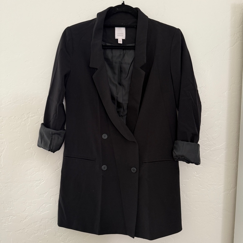 Lauren Conrad Black Blazer Size 4 | Longline Double Breasted Jacket